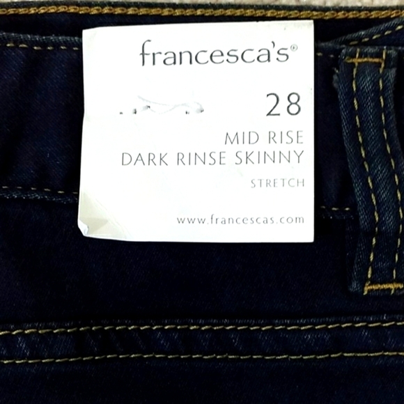 FRANCESCA'S Dark Denim Skinny Jeans Size 28 - Picture 3 of 11